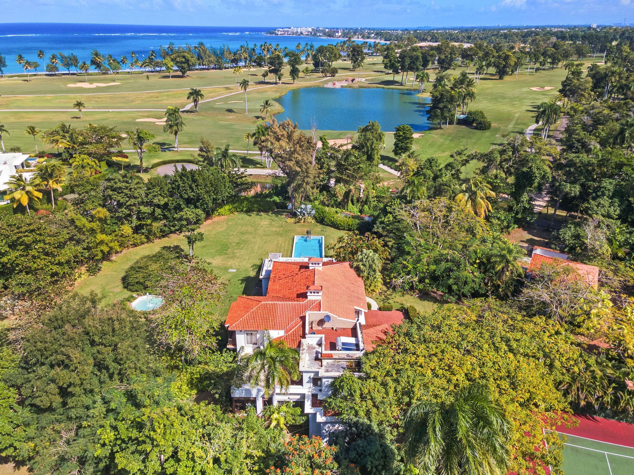 Aerial view of Dorado Beach Estates property near golf course